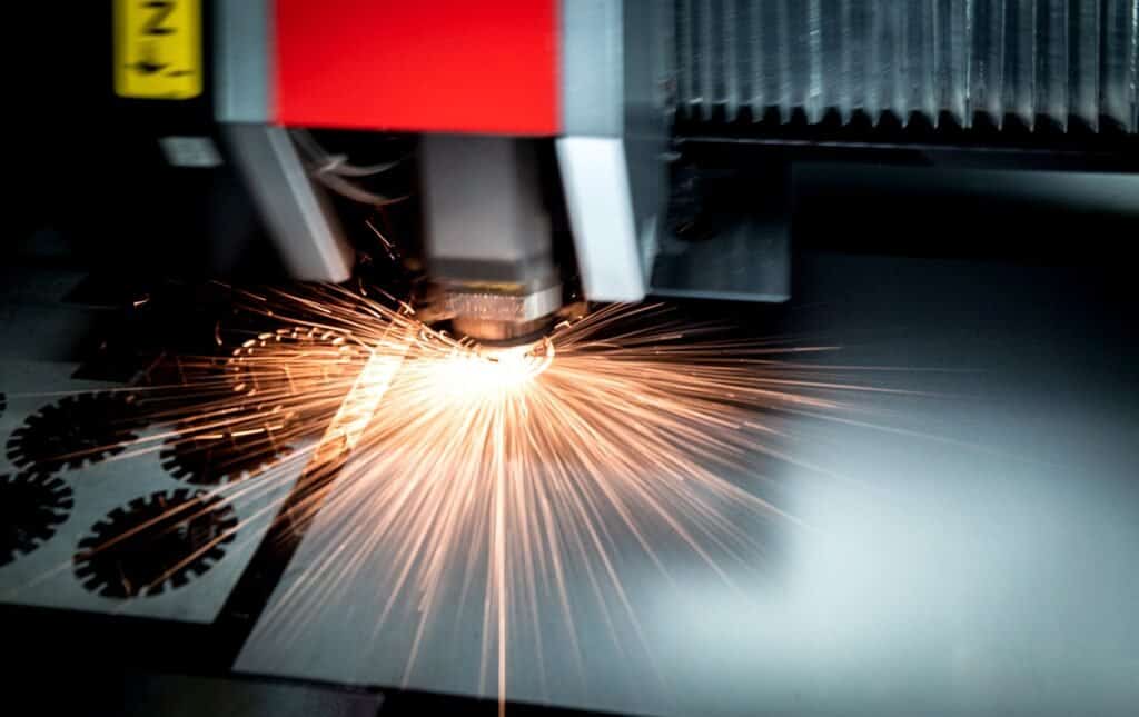 CNC fibre laser cutting sheet metal at LGM Engineering in Surrey